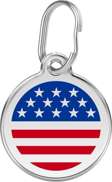 Red Dingo USA Flag Stainless Steel Personalized Dog & Cat ID Tag, Small slide 1 of 6