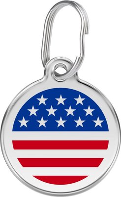 Red Dingo USA Flag Stainless Steel Personalized Dog & Cat ID Tag, slide 1 of 1