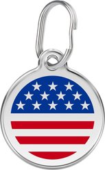 Red Dingo USA Flag Stainless Steel Personalized Dog & Cat ID Tag, Large
