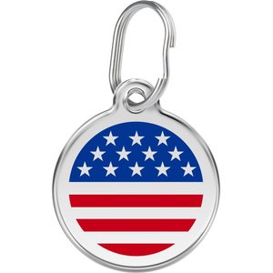 Red Dingo USA Flag Stainless Steel Personalized Dog & Cat ID Tag, Large
