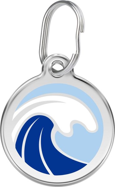 Red Dingo Wave Stainless Steel Personalized Dog & Cat ID Tag, Small slide 1 of 7