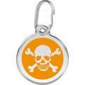 Red Dingo Skull & Crossbones Stainless Steel Personalized Dog & Cat ID Tag, Orange, Small