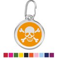 Red Dingo Skull & Crossbones Stainless Steel Personalized Dog & Cat ID Tag, Orange, Large