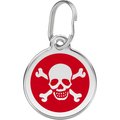 Red Dingo Skull & Crossbones Stainless Steel Personalized Dog & Cat ID Tag, Red, Medium