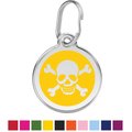 Red Dingo Skull & Crossbones Stainless Steel Personalized Dog & Cat ID Tag, Yellow, Large