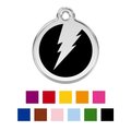 Red Dingo Lightning Bolt Stainless Steel Personalized Dog & Cat ID Tag, Black, Small