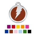 Red Dingo Lightning Bolt Stainless Steel Personalized Dog & Cat ID Tag, Brown, Small