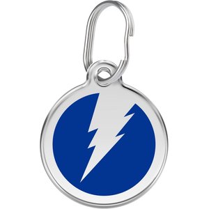 Red Dingo Lightning Bolt Stainless Steel Personalized Dog & Cat ID Tag, Blue, Large