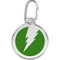 Red Dingo Lightning Bolt Stainless Steel Personalized Dog & Cat ID Tag, Green, Medium