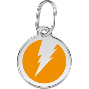Red Dingo Lightning Bolt Stainless Steel Personalized Dog & Cat ID Tag, Orange, Medium