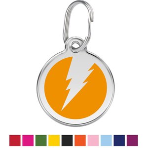 Red Dingo Lightning Bolt Stainless Steel Personalized Dog & Cat ID Tag, Orange, Medium