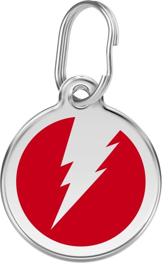 Red Dingo Lightning Bolt Stainless Steel Personalized Dog & Cat ID Tag