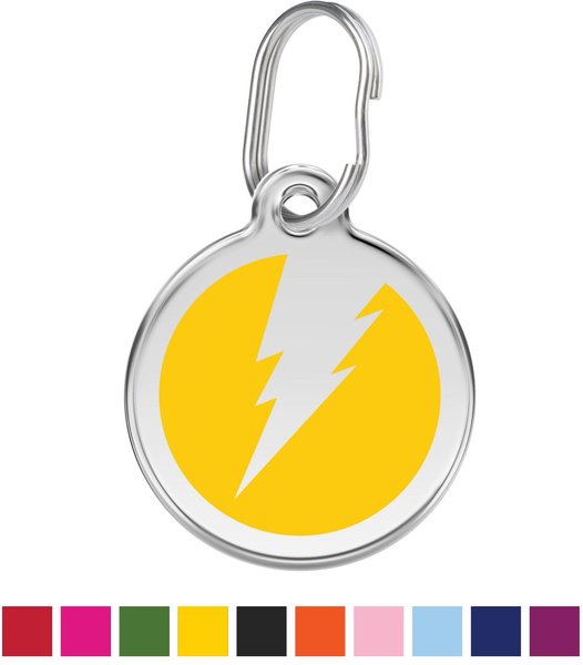 Red Dingo Lightning Bolt Stainless Steel Personalized Dog & Cat ID Tag, Yellow, Large slide 1 of 6
