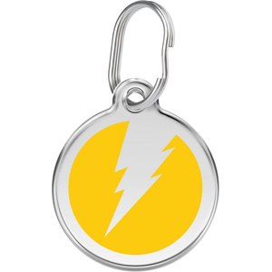 Red Dingo Lightning Bolt Stainless Steel Personalized Dog & Cat ID Tag, Yellow, Large