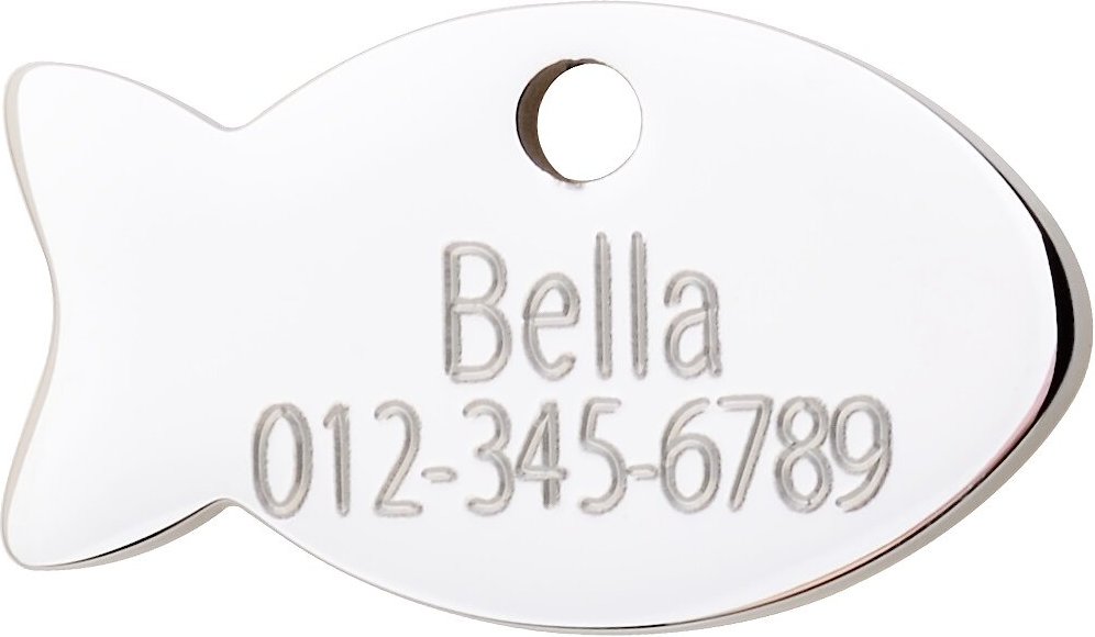 Red Dingo Fish Personalized Silver Stainless Steel Cat ID Tag, Small