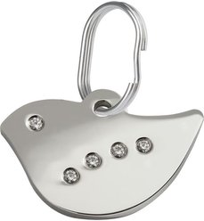 Red Dingo Bird Crystal Diamante Stainless Steel Personalized Dog & Cat ID Tag, Medium