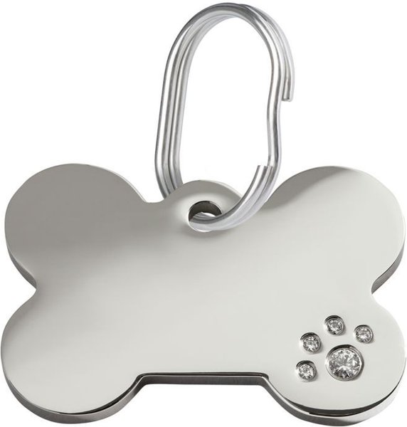 Red Dingo Bone Crystal Diamante Stainless Steel Personalized Dog & Cat ID Tag, Small slide 1 of 6