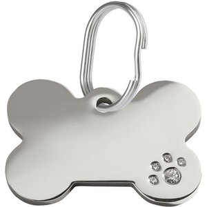 Red Dingo Bone Crystal Diamante Stainless Steel Personalized Dog & Cat ID Tag, Medium