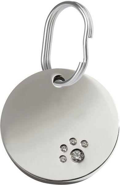 Red Dingo Circle Crystal Diamante Stainless Steel Personalized Dog & Cat ID Tag, Small slide 1 of 6