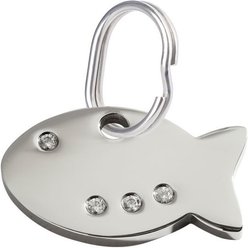 Red Dingo Fish Crystal Diamante Personalized Stainless Steel Cat ID Tag, Small