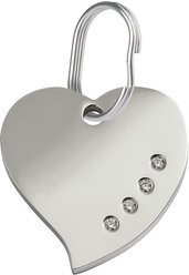 Red Dingo Heart Crystal Diamante Stainless Steel Personalized Dog & Cat ID Tag, Small