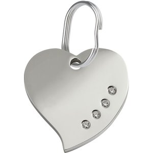 Red Dingo Heart Crystal Diamante Stainless Steel Personalized Dog & Cat ID Tag, Small