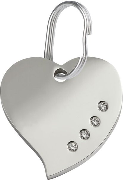 Red Dingo Heart Crystal Diamante Stainless Steel Personalized Dog & Cat ID Tag, Large slide 1 of 7