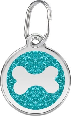 Red Dingo Glitter Bone Stainless Steel Personalized Dog & Cat ID Tag, slide 1 of 1