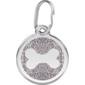 Red Dingo Glitter Bone Stainless Steel Personalized Dog & Cat ID Tag, Silver, Medium
