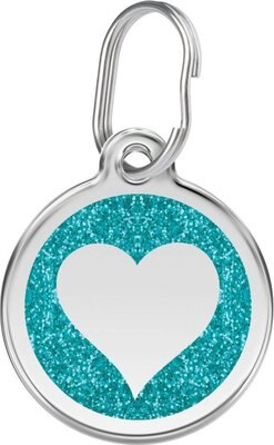 Red Dingo Glitter Heart Stainless Steel Personalized Dog & Cat ID Tag, slide 1 of 1