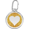 Red Dingo Glitter Heart Stainless Steel Personalized Dog & Cat ID Tag, Gold, Medium
