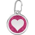 Red Dingo Glitter Heart Stainless Steel Personalized Dog & Cat ID Tag, Pink, Small