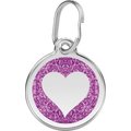 Red Dingo Glitter Heart Stainless Steel Personalized Dog & Cat ID Tag, Purple, Small
