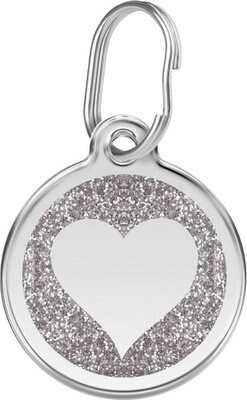 Red Dingo Glitter Heart Stainless Steel Personalized Dog & Cat ID Tag, slide 1 of 1