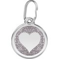 Red Dingo Glitter Heart Stainless Steel Personalized Dog & Cat ID Tag, Silver, Small
