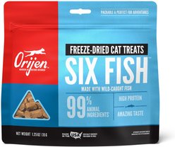 ORIJEN Six Fish Grain-Free Freeze-Dried Cat Treats, 1.25-oz bag