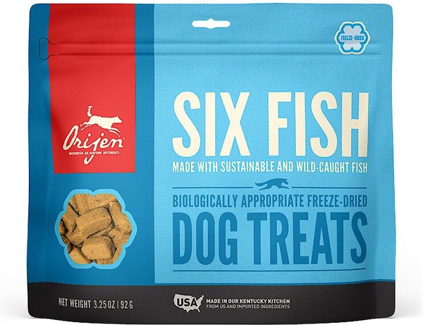 ORIJEN Six Fish Grain-Free Freeze-Dried Dog Treats, 3.25-oz bag slide 1 of 4