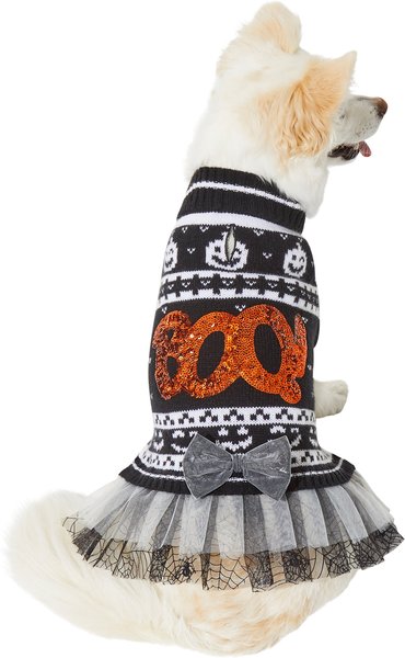 Frisco "Boo!" Dog & Cat Sweater Dress, Large slide 1 of 7