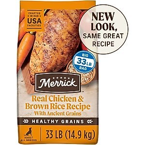 Merrick Classic Healthy Grains Real Chicken + Brown Rice Recipe with Ancient Grains Adult Dry Dog Food, 33-lb bag