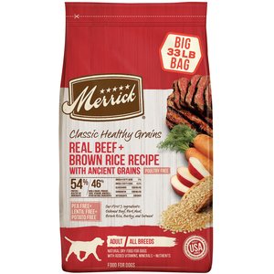 Merrick Classic Healthy Grains Real Beef + Brown Rice Recipe with Ancient Grains Adult Dry Dog Food, 33-lb bag