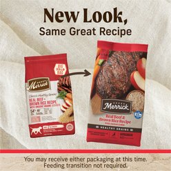 Merrick Classic Healthy Grains Real Beef + Brown Rice Recipe with Ancient Grains Adult Dry Dog Food, 33-lb bag slide 2 of 9