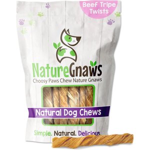 Nature Gnaws 4 - 5" Beef Tripe Twists Dog Treats, 8-oz bag
