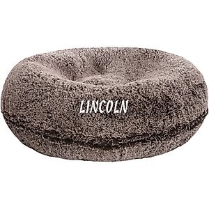 Bessie + Barnie Signature Shag Personalized Pillow Cat & Dog Bed with Removable Cover, Small, Frosted Willow