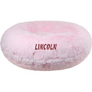Bessie + Barnie Signature Bubble Gum Shag Personalized Pillow Cat & Dog Bed w/ Removable Cover, Large