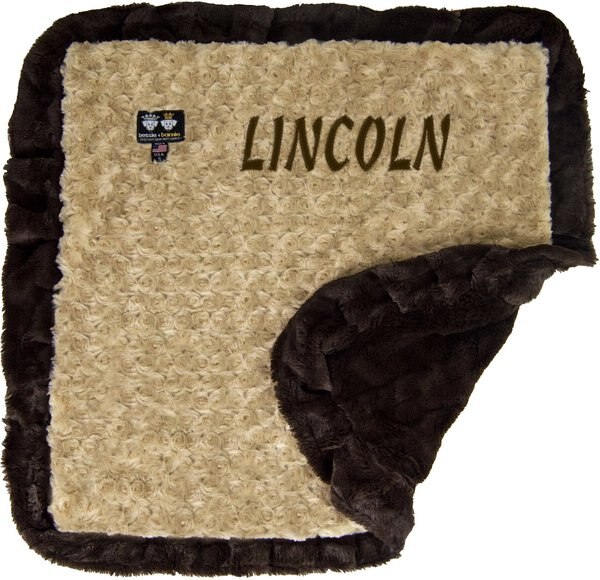 Bessie + Barnie Camel Rose & Godiva Brown Reversible Personalized Cat & Dog Blanket, X-Small slide 1 of 8