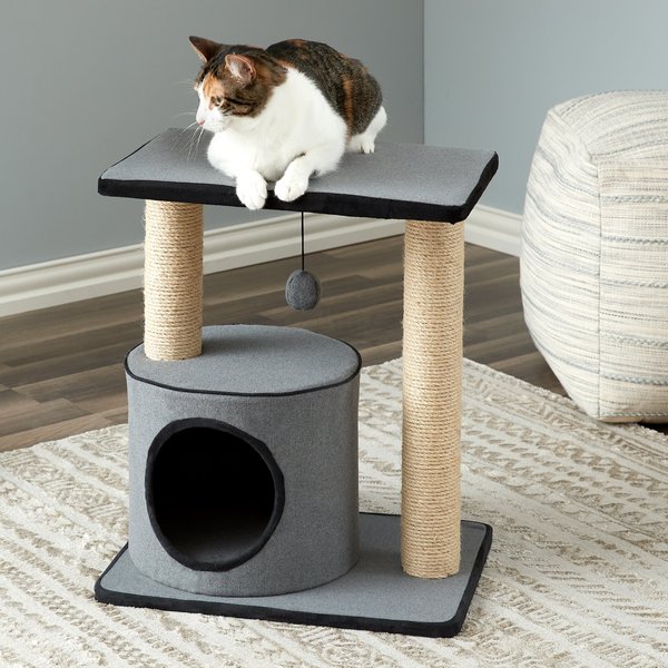 FRISCO 24-in 2-Story Faux Fur Cat Condo, Cream - Chewy.com