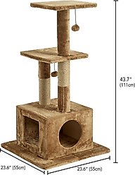 Two By Two The Willow 43.7-in Faux-Fleece Cat Tree & Condo, Brown slide 2 of 4