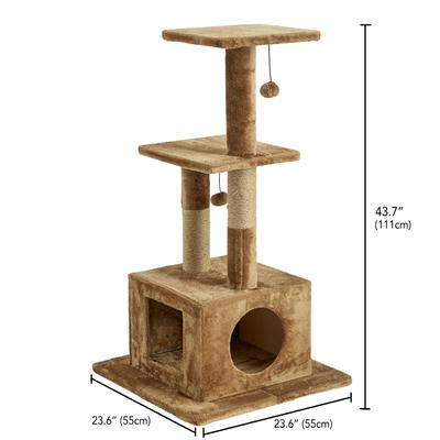 Show full view: Two By Two The Willow 43.7-in Faux-Fleece Cat Tree & Condo, Brown slide 3 of 7