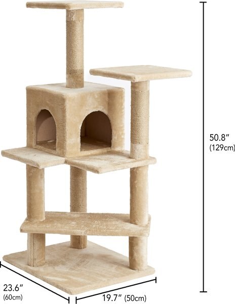 Two By Two The Evergreen 50.8-in Faux-Fleece Cat Tree & Condo, Beige