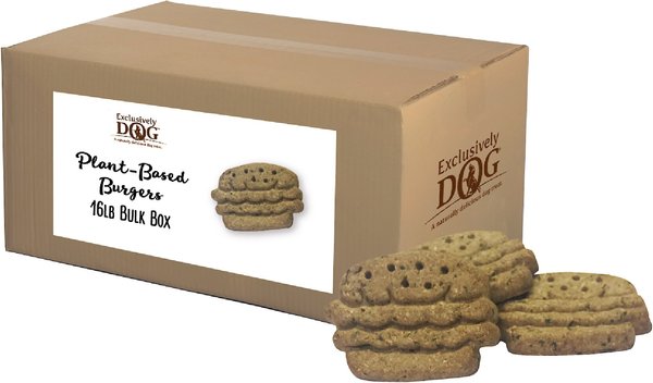 Exclusively Dog Plant-Based Burger Dog Treats, 16-lb box slide 1 of 9